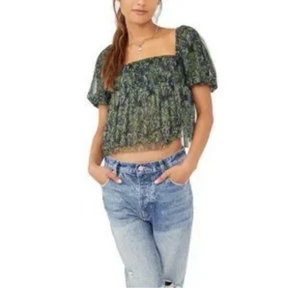 Free People Penelope Mesh cropped Top Size XL - Picture 3 of 6